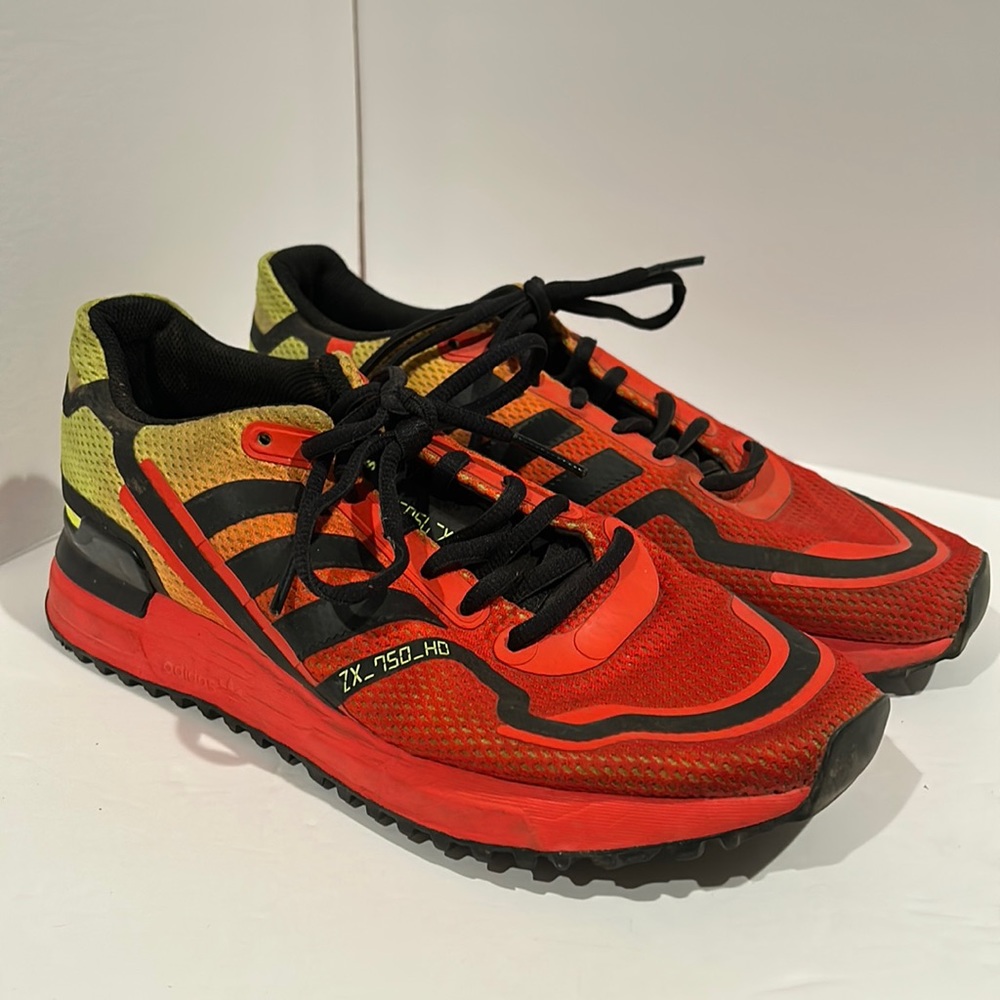 Adidas ZX 750 HD glory red, core black, shock yellow size 9